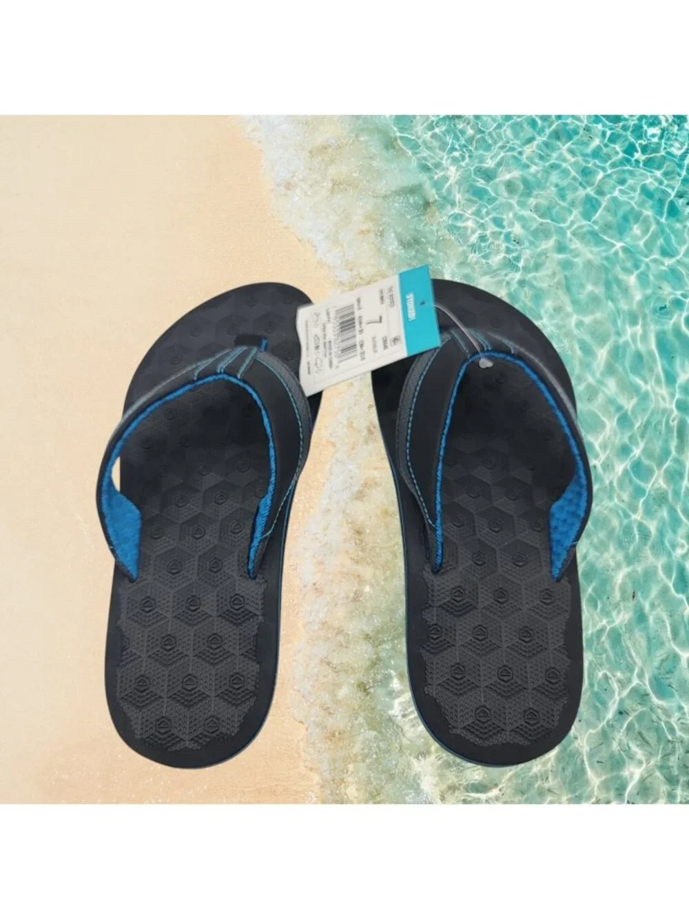 Reef The Ripper men’s Comfort Lightweight Flip Flop Sandals Black Blue Size 7